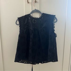 Black lace detail top
